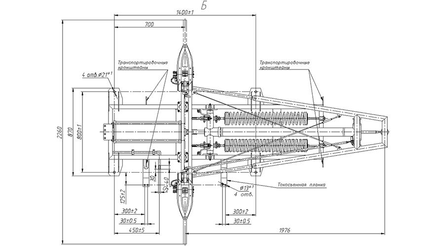 Overall and Connection Dimensions of АТЛ15-ТЭК130-У1 Pantograph